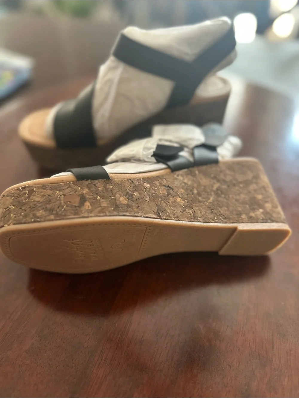 Women’s Black Cork Wedge Sandals